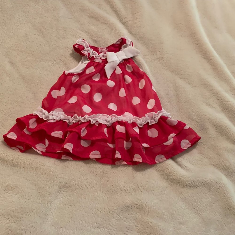 Koala Kids Barbiecore Raspberry Pink and White Polka Dot Dress Size 6 Mo…